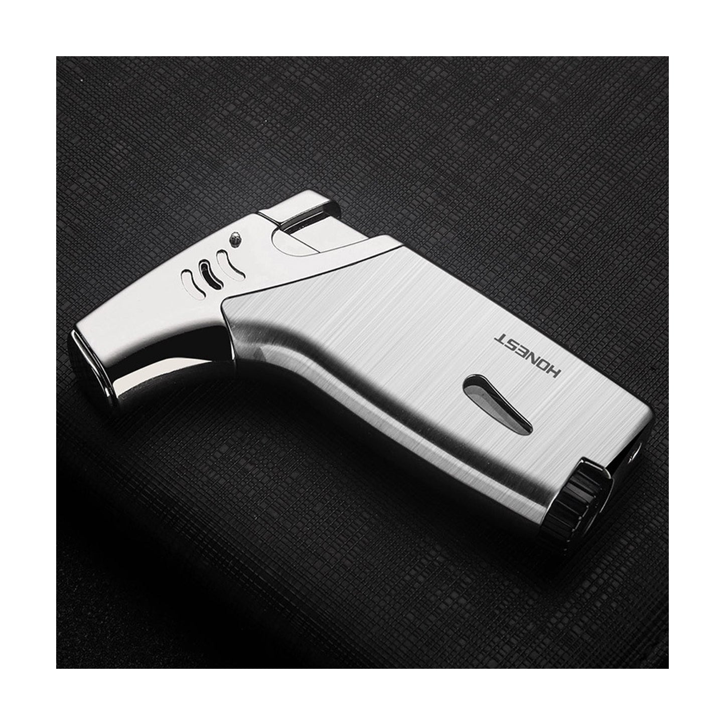 Honest Outdoor Angled Jet Torch Lighter Metal Refillable Windproof Flame for Camping Incense Mosquito Coil and Moxa Heating