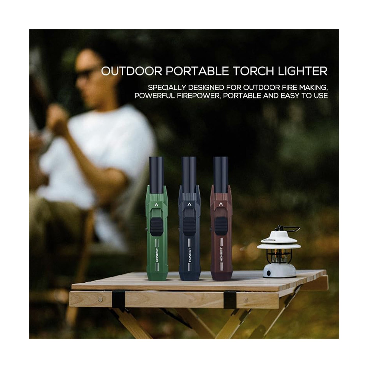 Honest Torch Lighter Powerful Jet Lighters Windproof Refillable Butane Gas Lighter for Outdoor BBQ Grill Kitchen Charcoal (Butane Not Included)