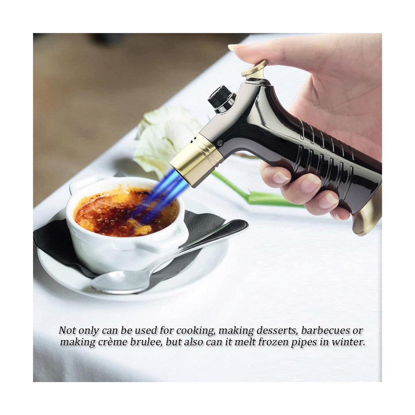 Honest Blue flame direct-into-fire lighter, metal nozzle is safe and durable, jet-type windproof double flame lighter, adjustable flame, rechargeable butane, easy to carry, gift for men