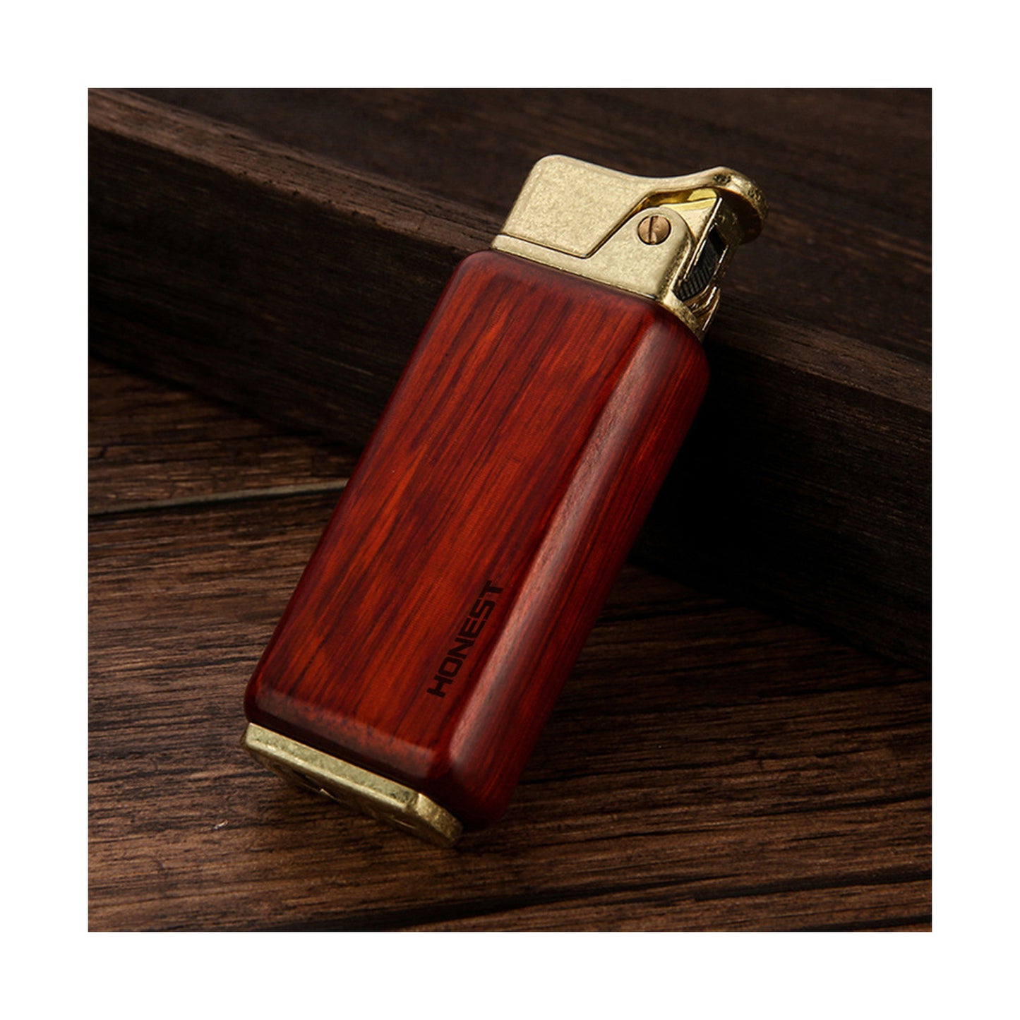Honest Wood Vintage Antique Kerosene Lighter, Reusable Soft Flame Lighter Duct Cigarette Lighter with Wooden Box, Cool Flip Lighter for Men, Dads, Husbands Gift