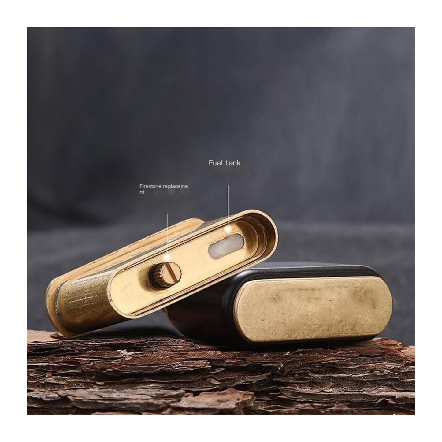 Honest Retro Kerosene Lighter Brass Lighter Solid Wood Shell Reusable high-end Gift