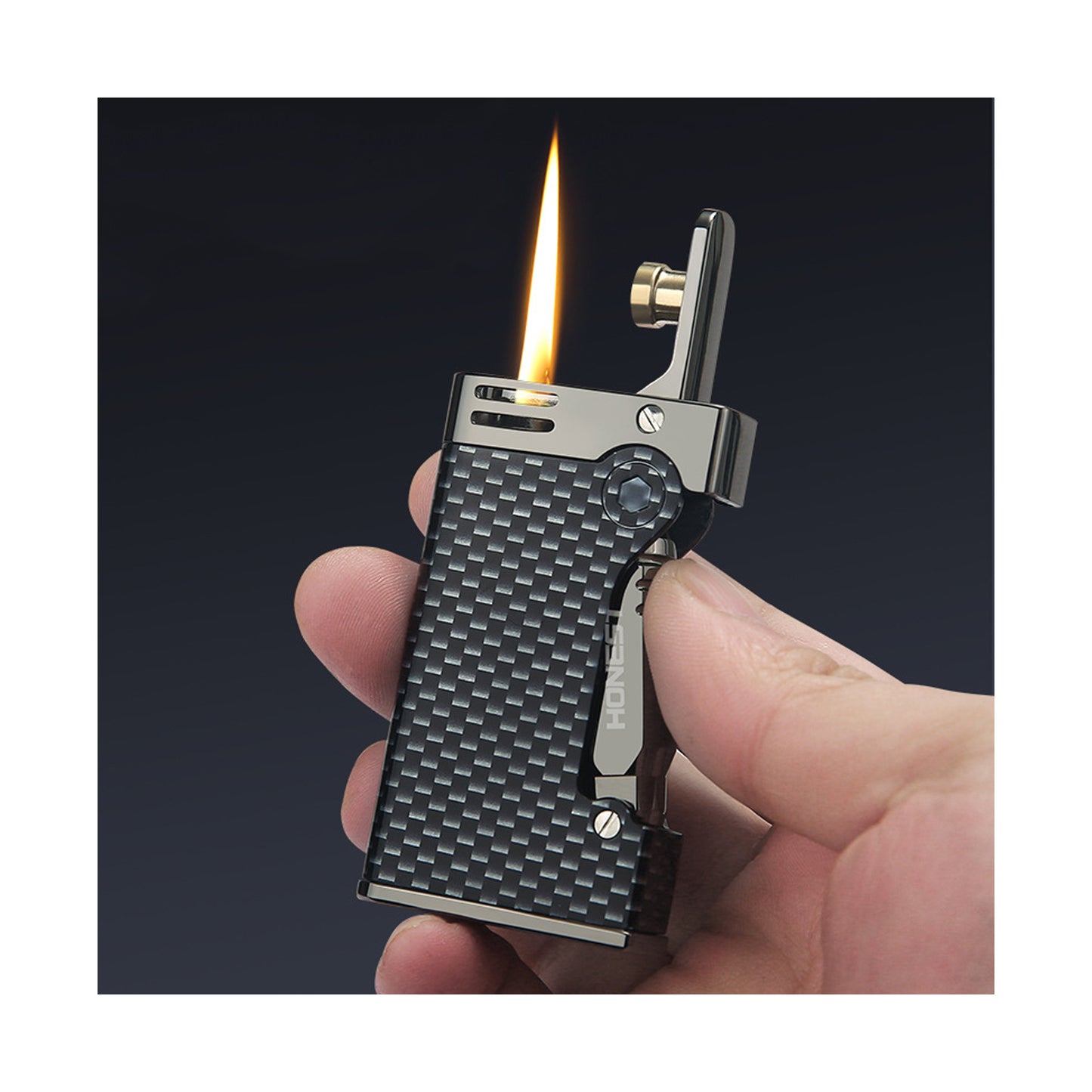 Honest Soft Flame Retro Kerosene Lighter, Side Push Ignition, refillable, Durable Metal Portable Lighter, high-end Gift for Men (Fuel not Included)