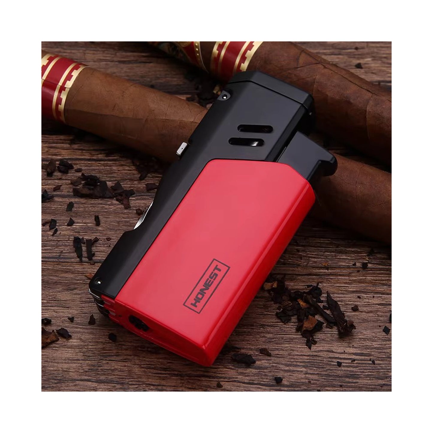 Honest Jet Torch Cigar Lighter - Adjustable Flame, Refillable with Butane - Outdoor