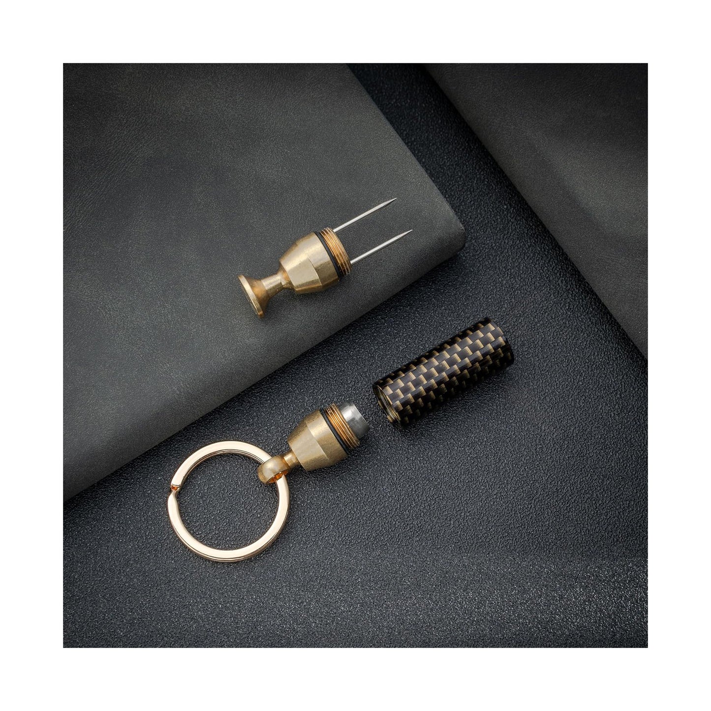 Honest Solid Brass 2-in-1 Cigar Punch Cutter Cigar Needle with Keychain, Cigar Draw Enhancer, Premium Cigar Accessories Tool