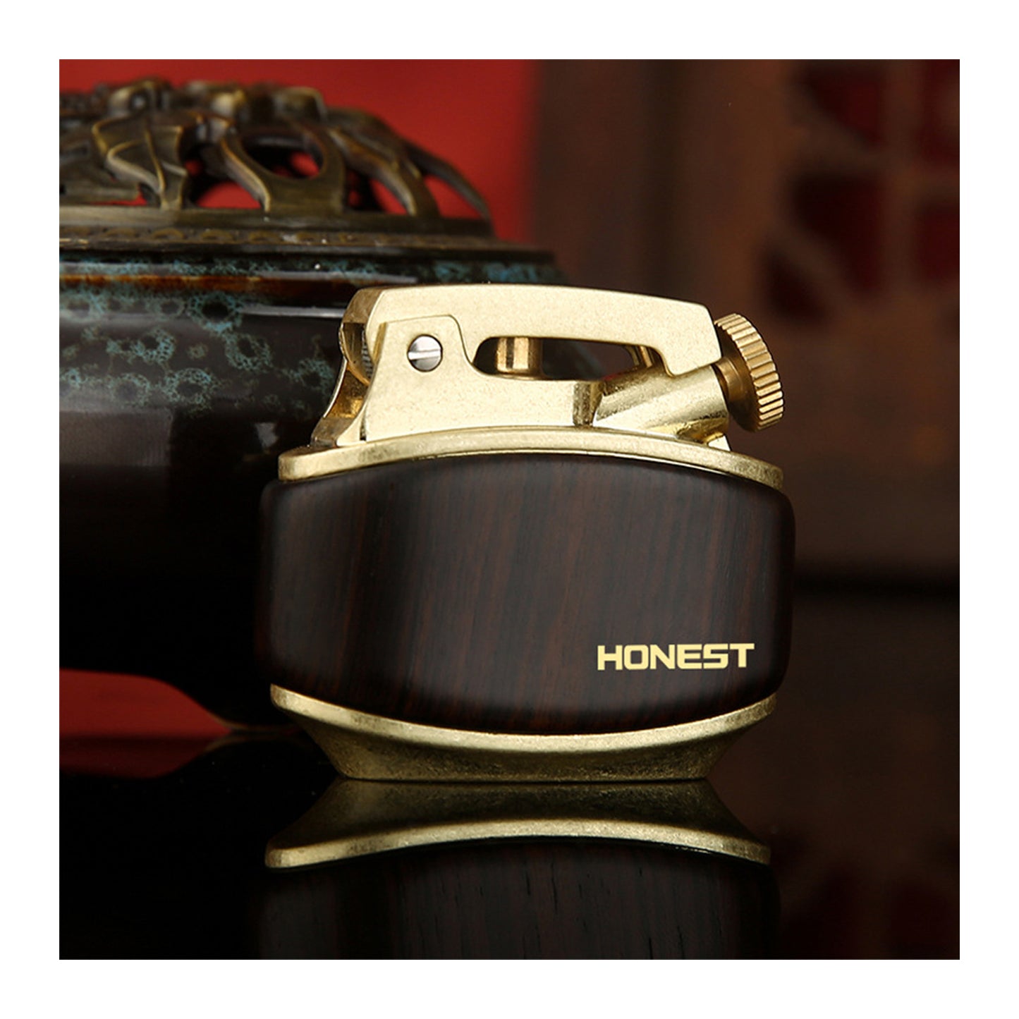 Honest Windproof Brass Vintage Trench Lighter,with Adjustable Flame for Outdoor Camping (No Fuel Required)
