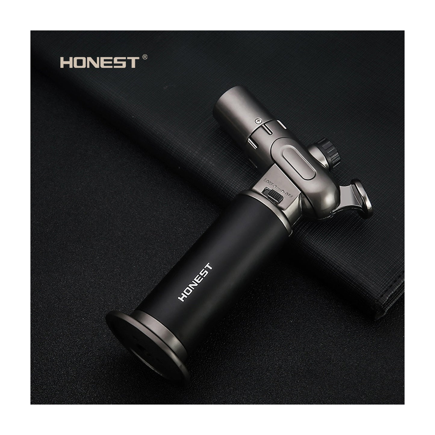 Honest Windproof Refillable lighters - Metal Butane Gas Lighters - Dual Turbo Direct Injection Lighter - Cooking Torch Lighter - Fixed The Flame Function