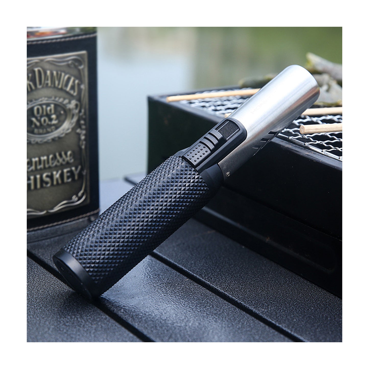 Honest Blow Torch Lighter Outdoor Windproof Lighter Refillable Torch Lighter for cocktail smoker,toast, marshmallows, Creme Brulee, BBQ, and hookah coals