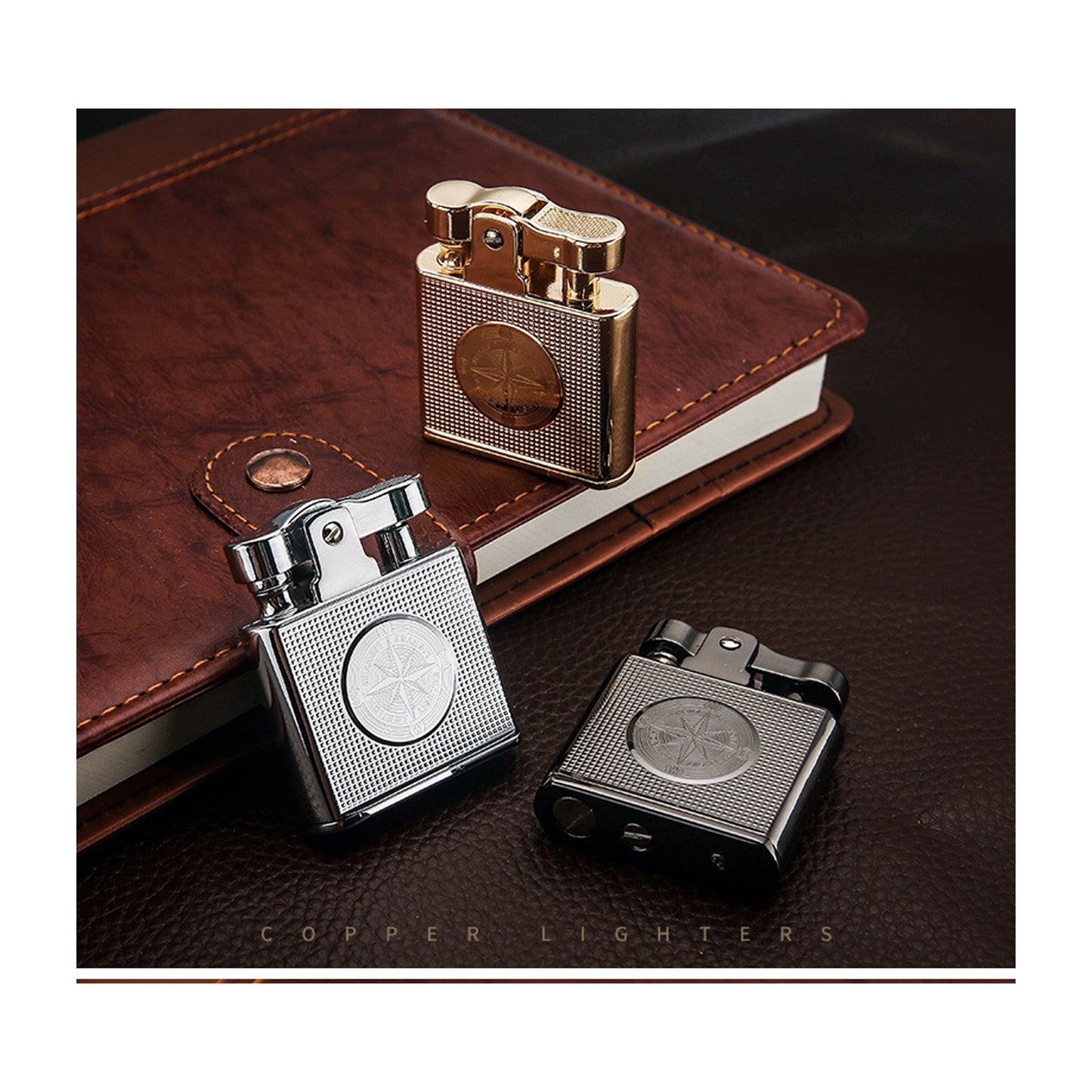 Honest Metal Vintage Kerosene Lighter, Classic Soft Flame Lighter, Push to Ignite, Exquisite Craftsmanship, Reusable, Cigar Candle, Gift Box Packaging, Men's Gift