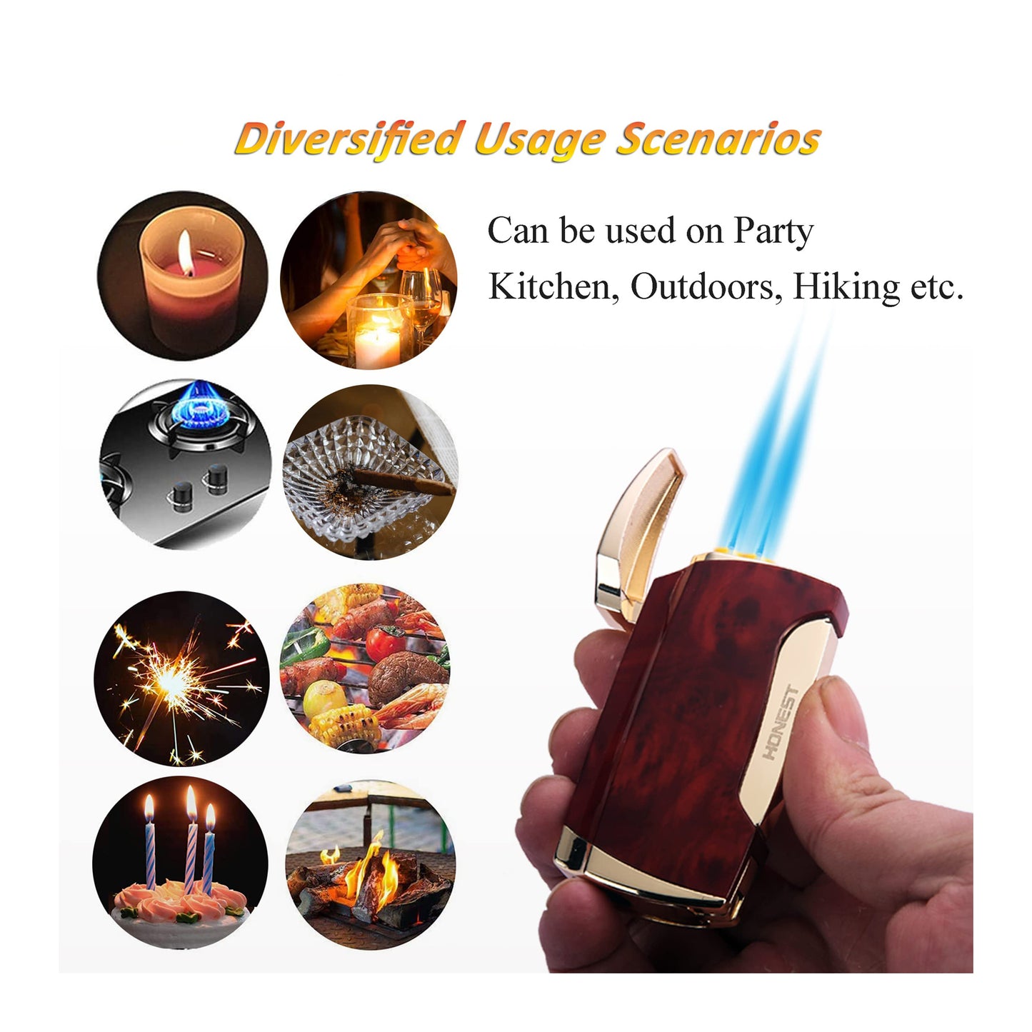 Double Jet Flame Torch Lighter and Cutter Gift Set for Men – Sleek Black Lighter Included