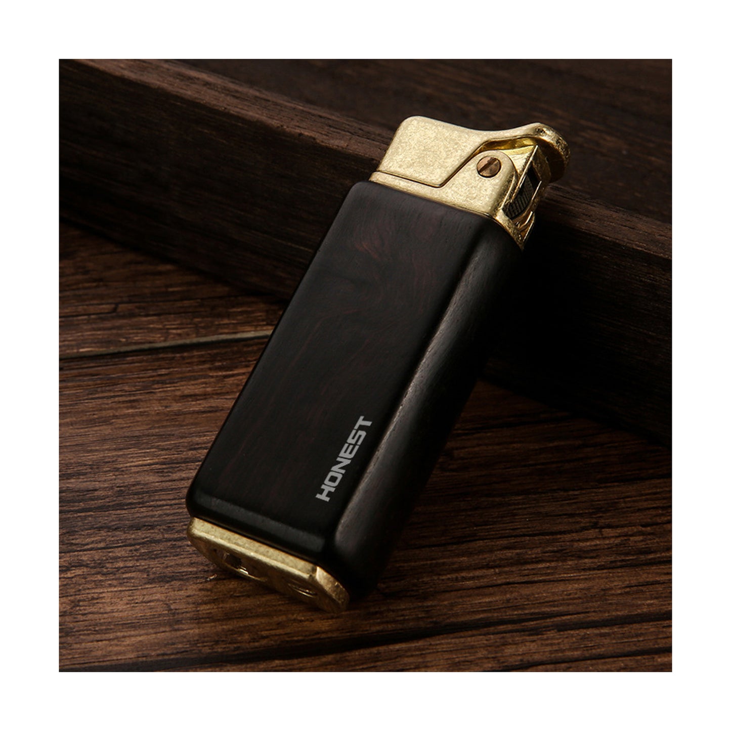 Honest Wood Vintage Antique Kerosene Lighter, Reusable Soft Flame Lighter Duct Cigarette Lighter with Wooden Box, Cool Flip Lighter for Men, Dads, Husbands Gift