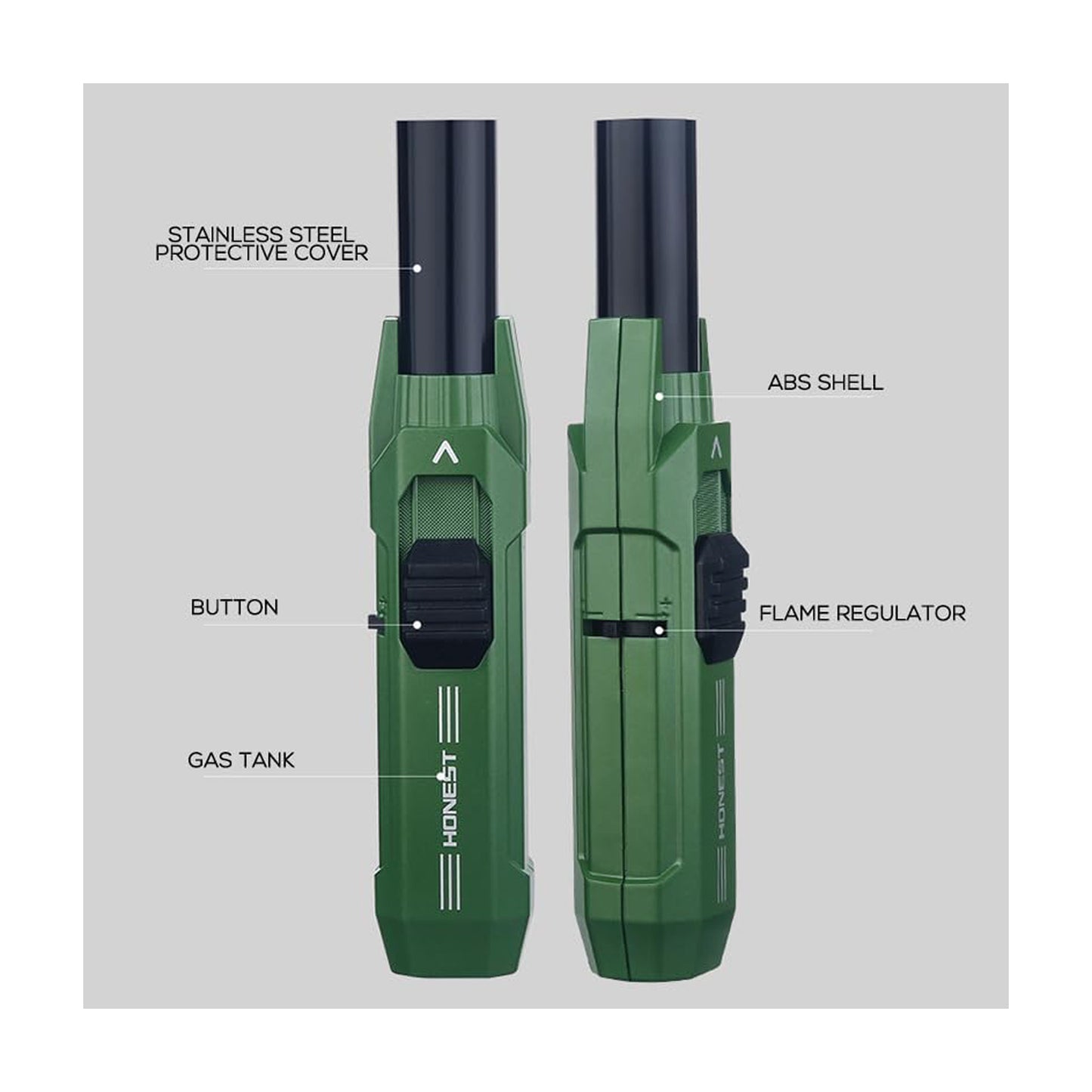 Honest Torch Lighter Powerful Jet Lighters Windproof Refillable Butane Gas Lighter for Outdoor BBQ Grill Kitchen Charcoal (Butane Not Included)