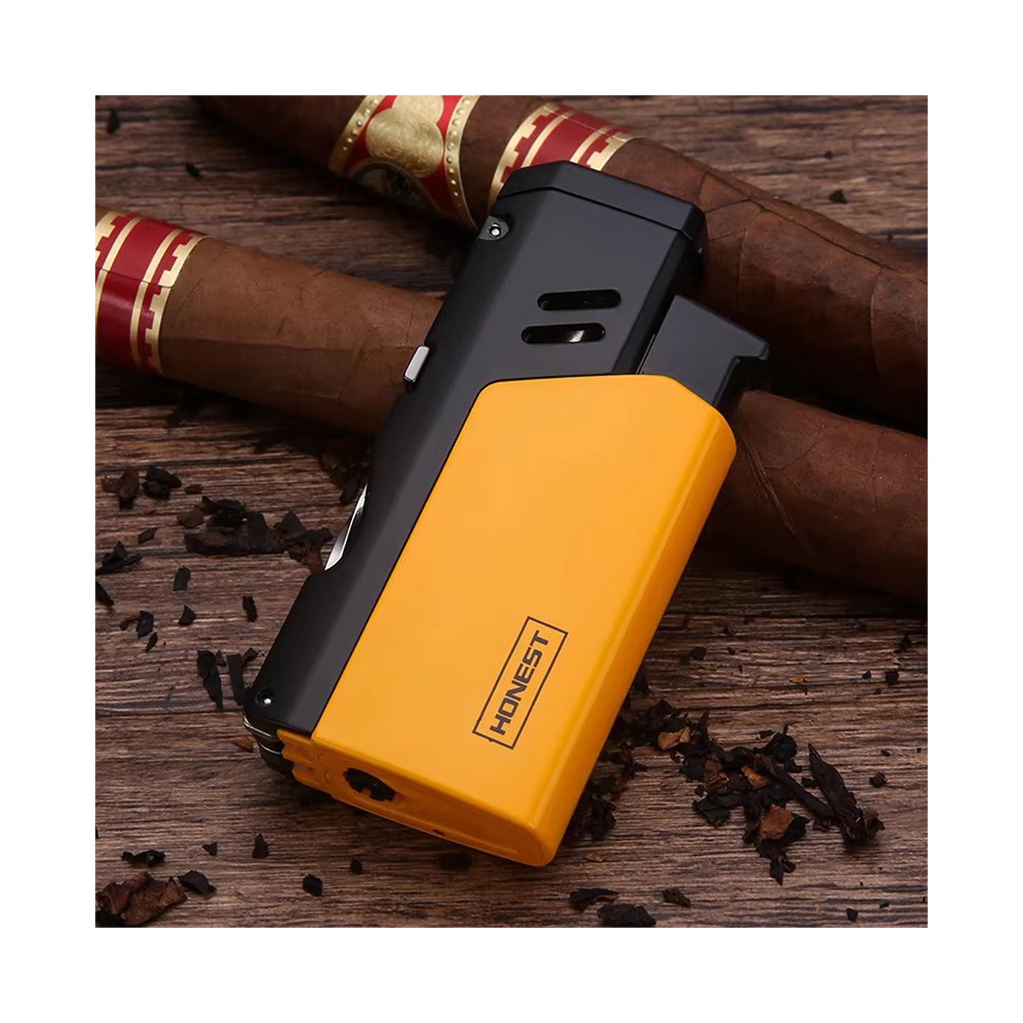 Honest Jet Torch Cigar Lighter - Adjustable Flame, Refillable with Butane - Outdoor