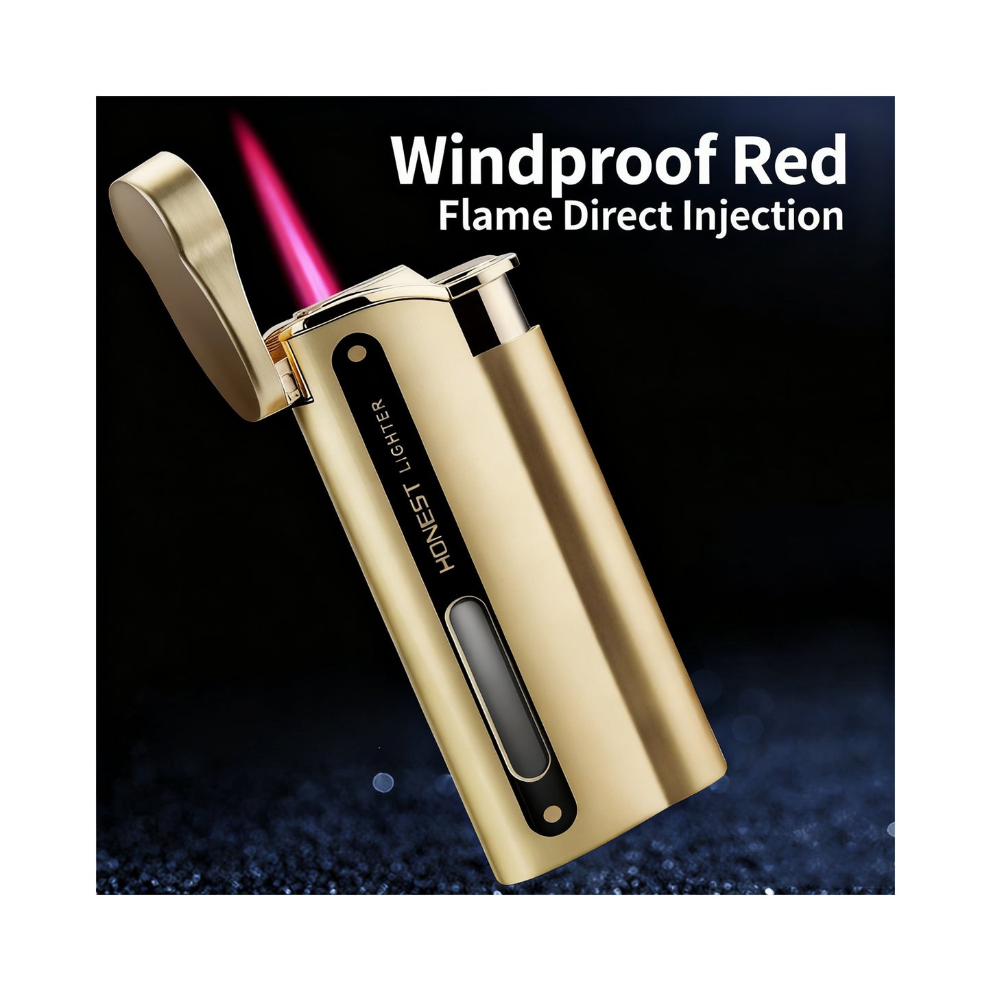 Honest Direct-fire Torch Butane Lighter Transparent Oil Window Adjustable Flame Inflatable Portable Windproof Lighter Suitable for Indoor and Outdoor use