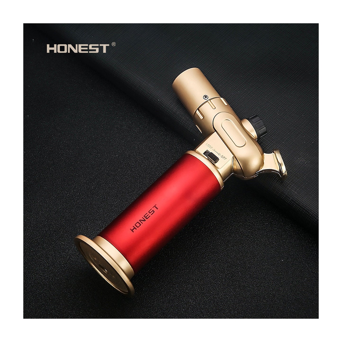 Honest Windproof Refillable lighters - Metal Butane Gas Lighters - Dual Turbo Direct Injection Lighter - Cooking Torch Lighter - Fixed The Flame Function