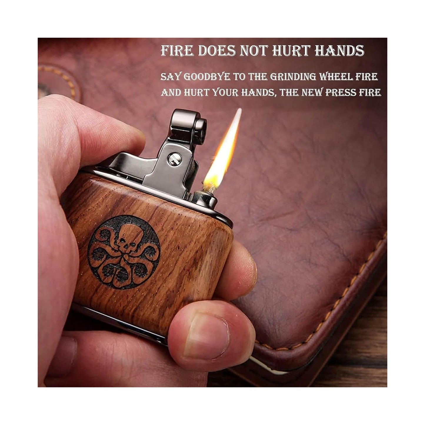 Honest Windproof Vintage Antique Trench Lighter, Old-Fashioned Refillable Metal Kerosene Lighters, Rocker Arm Petrol Oil Ignition and Adjustable Soft Flame Best Gift for to Father Husband