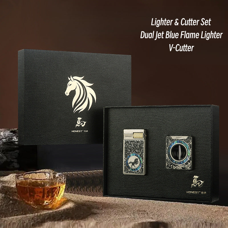 Honest 2026 New Windproof Butane Lighter with Flint Ignition, Dual Flame Modes, Moxibustion & Premium Gift Set
