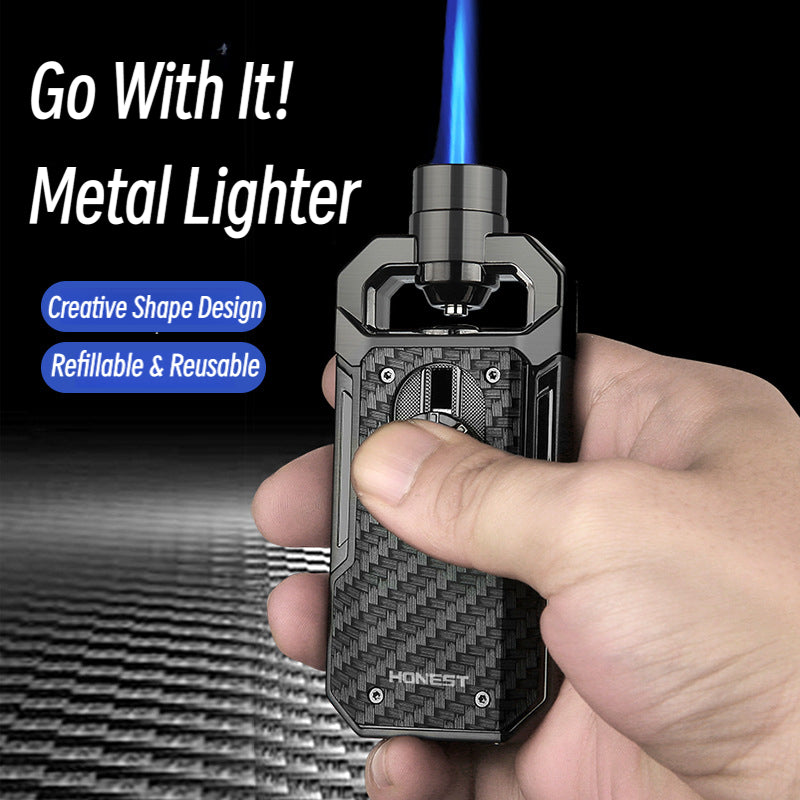 Honest New Metal Blue Flame Refillable Windproof Lighter – Durable Creative Butane Torch Igniter for Outdoor & Wholesale Use