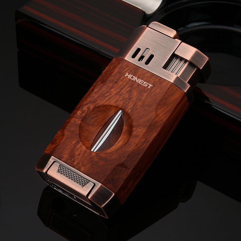 Honest All-in-One Windproof Outdoor Lighter with Dual Jet Flame Built-in Cutter, Butane Refillable and Flames Adjustable, Visible Gas Tank, Portable for Travel, Candle Lovers, Box Included