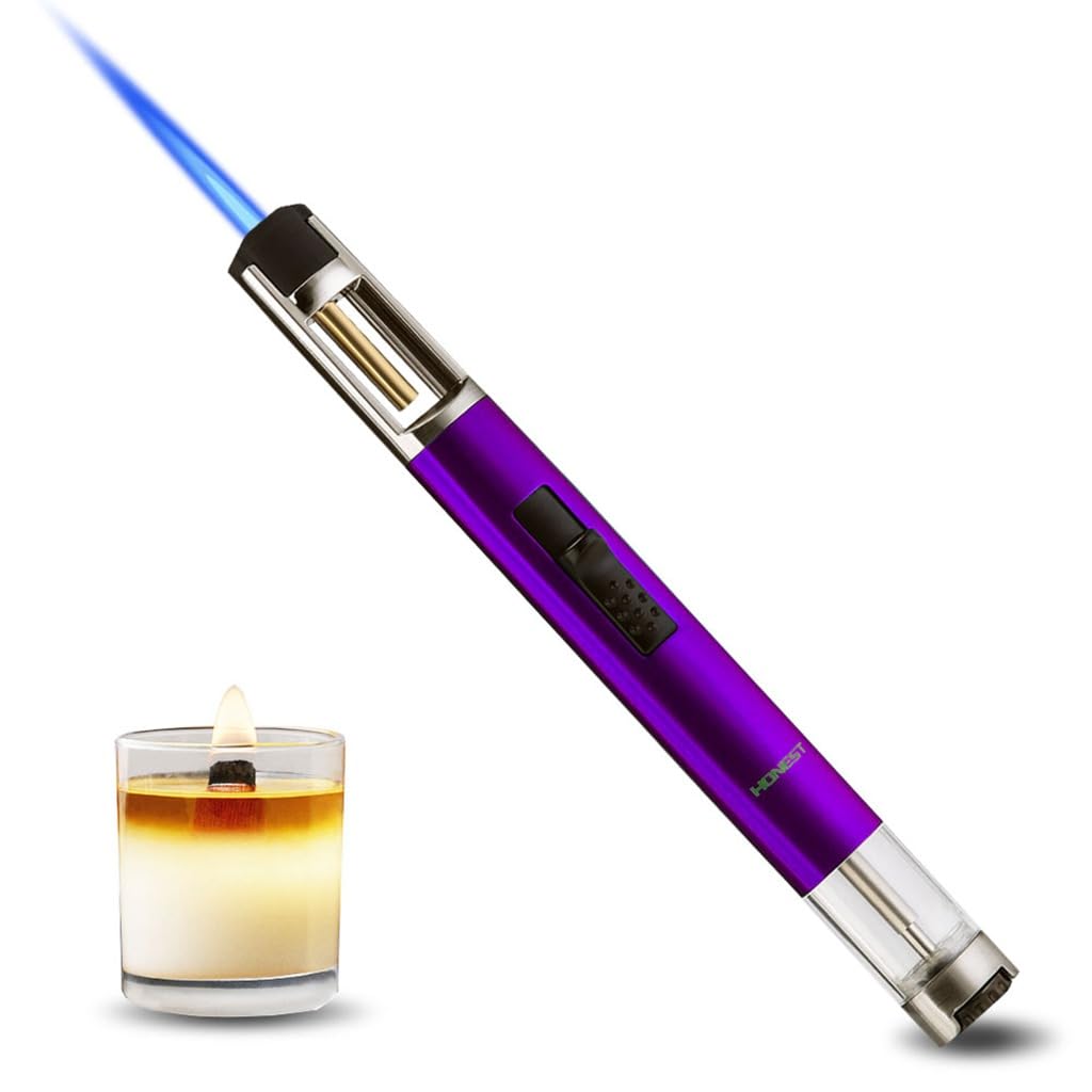HONEST Refillable Butane Torch Lighter – Single Jet Flame for Candles, Grilling, BBQ, and Camping