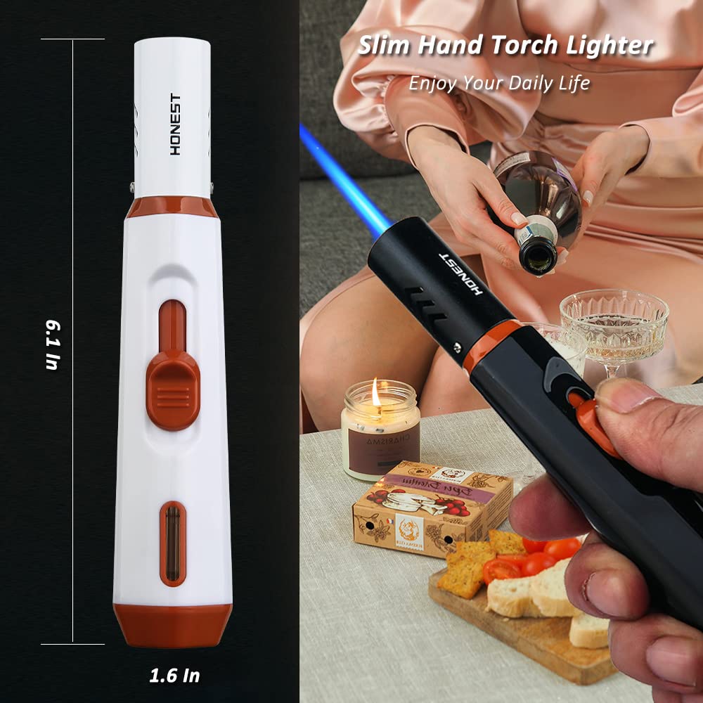 Refillable Butane Torch Lighter – Single Jet Flame for Candles, Grills, BBQ, and Camping (Gas Not Included)