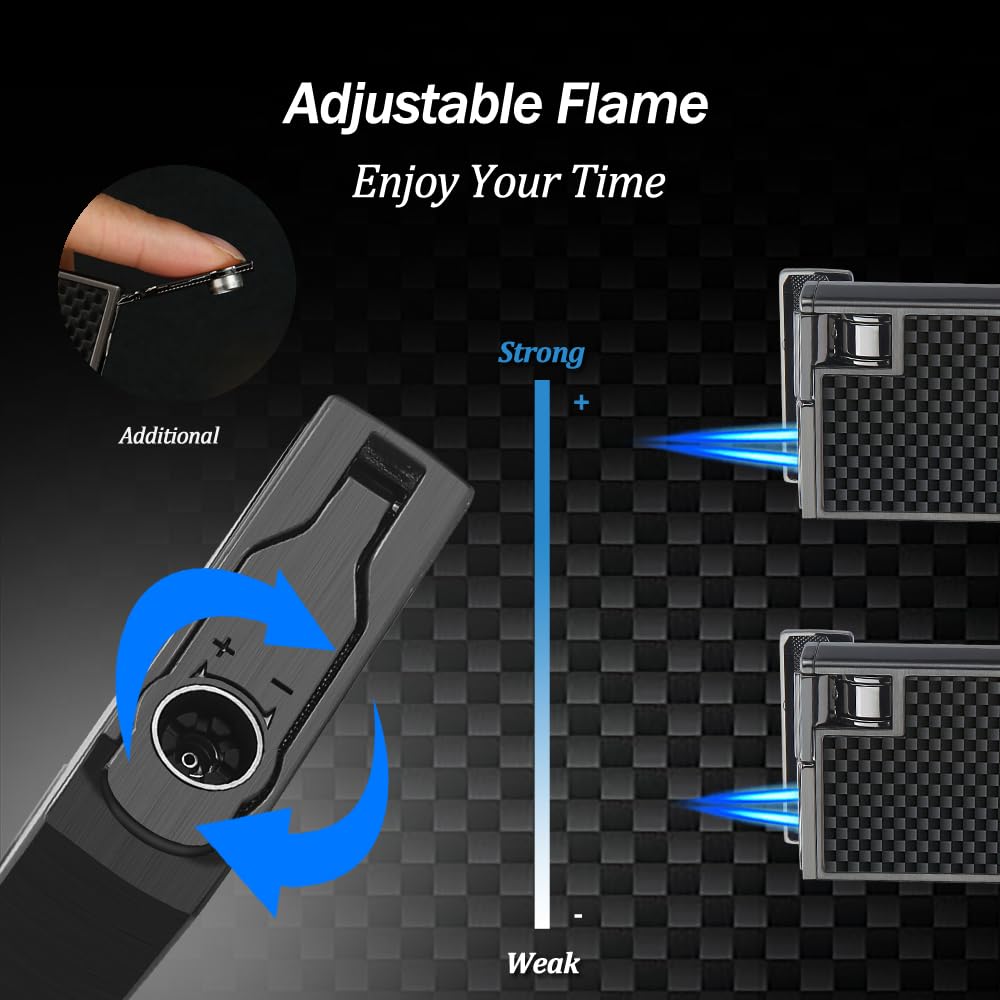 HONEST Mini Butane Torch Lighter - Refillable Double Flame with Visible Window, Adjustable Jet Flame - Perfect Gift for Men and Women (Butane Not Included)