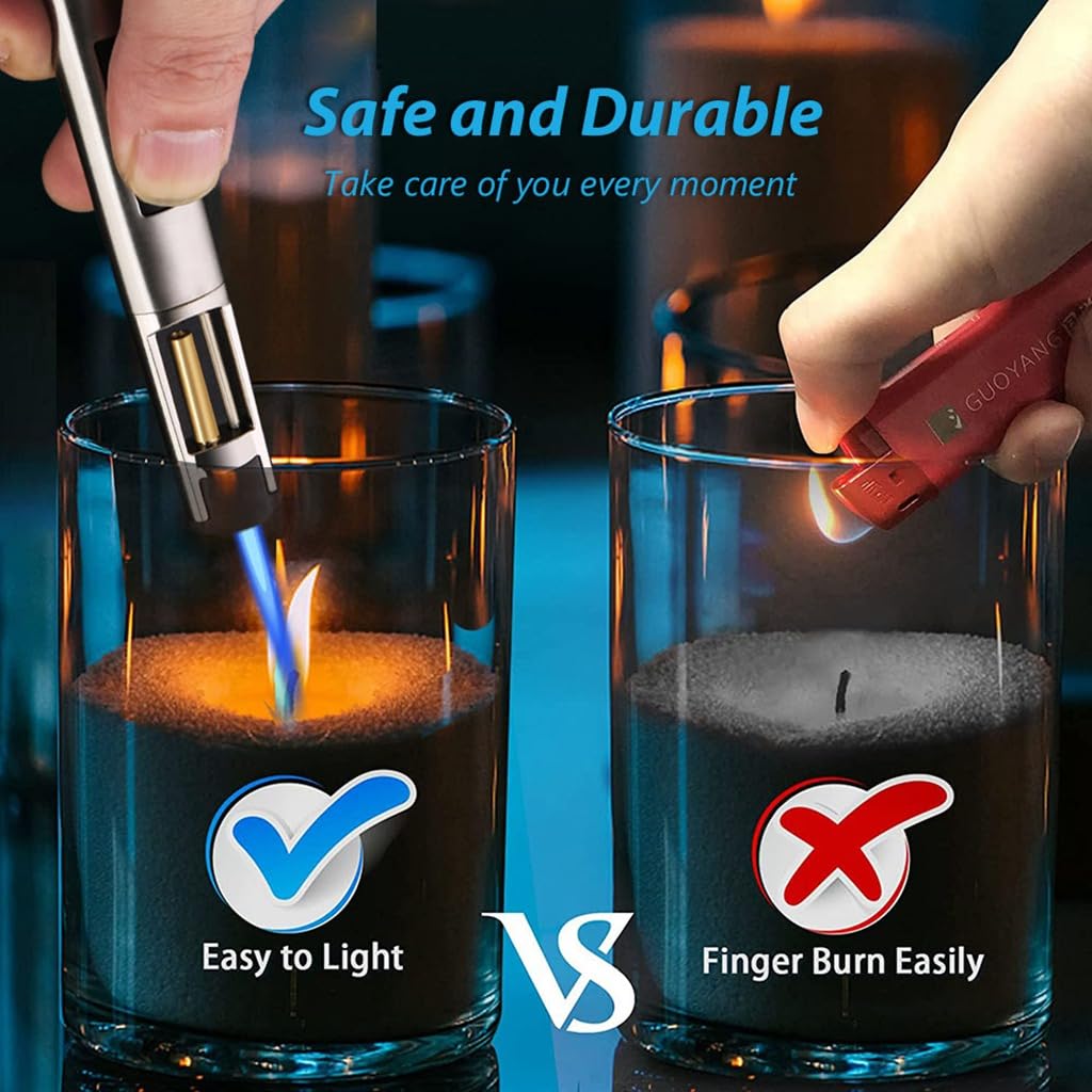 HONEST Refillable Butane Torch Lighter – Single Jet Flame for Candles, Grilling, BBQ, and Camping