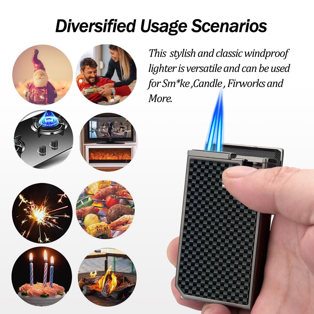 HONEST Mini Butane Torch Lighter - Refillable Double Flame with Visible Window, Adjustable Jet Flame - Perfect Gift for Men and Women (Butane Not Included)
