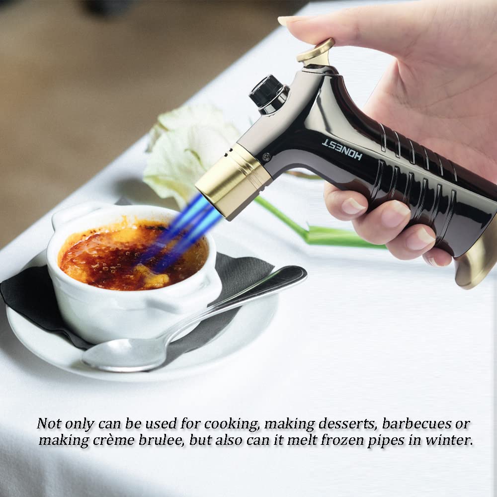 HONEST Kitchen Torch – Refillable Butane Torch for Cooking, Baking, BBQ, Dabs, and Cocktail Smoking