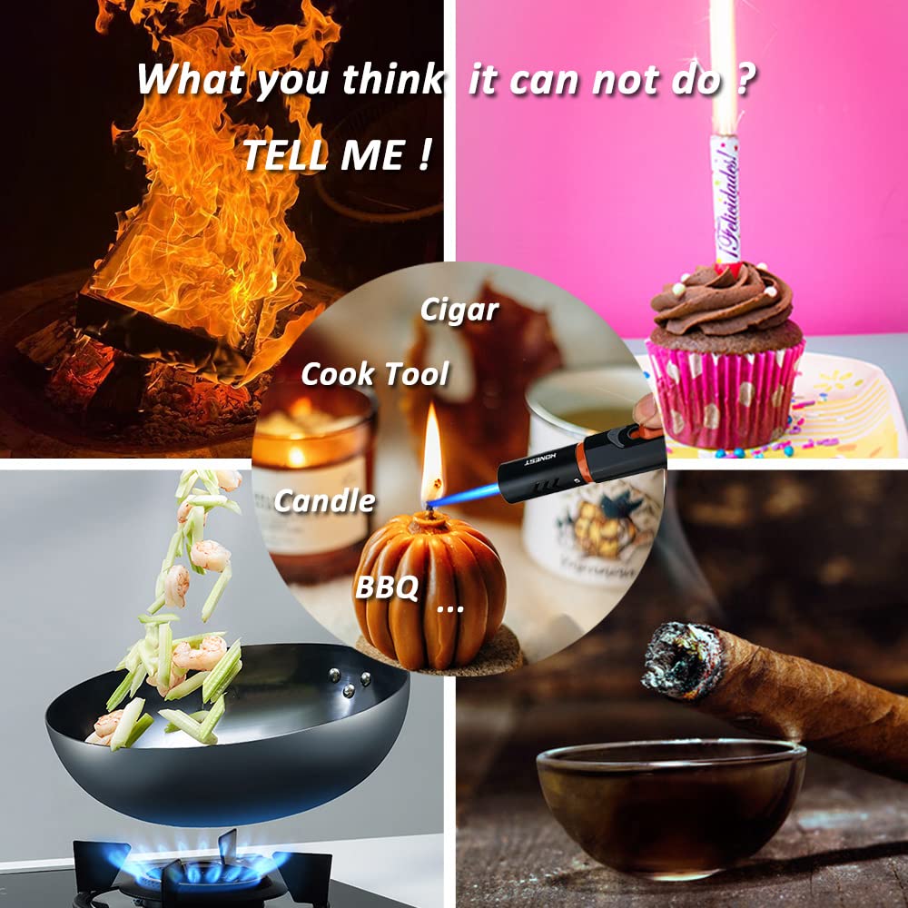 Refillable Butane Torch Lighter – Single Jet Flame for Candles, Grills, BBQ, and Camping (Gas Not Included)