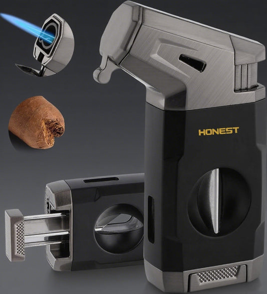 HONEST Torch Lighter: Your Ultimate Windproof Companion with Built-In V-Cutter (Perfect Holiday Gift!)