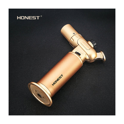 Honest Windproof Refillable lighters - Metal Butane Gas Lighters - Dual Turbo Direct Injection Lighter - Cooking Torch Lighter - Fixed The Flame Function