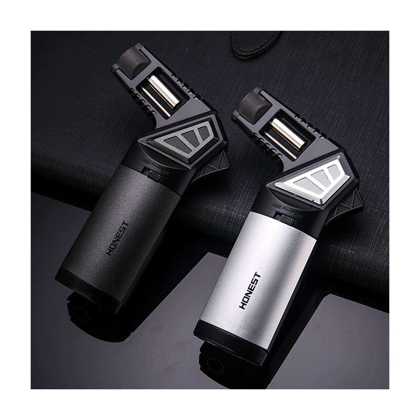 Honest Butane Torch Lighter Refillable Adjustable Jet Flame, Multipurpose Outdoor Windproof Cooking Cool Torch Lighters (Butane Not Included)