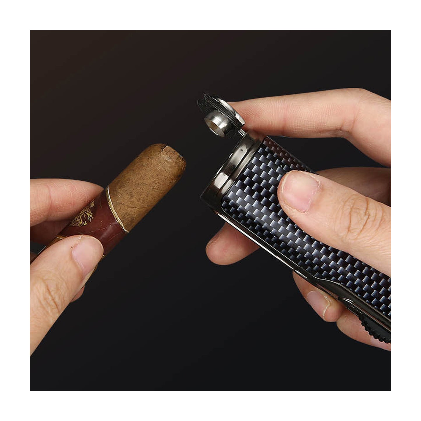Honest Arc Pulse Windproof Three Straight Blue Flame Lighter, Metal Torch Lighter with Punch Hole, Refillable with Butane, Adjustable Flame, Suitable for Indoor and Outdoor Use