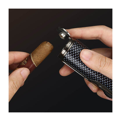 Honest Arc Pulse Windproof Three Straight Blue Flame Lighter, Metal Torch Lighter with Punch Hole, Refillable with Butane, Adjustable Flame, Suitable for Indoor and Outdoor Use