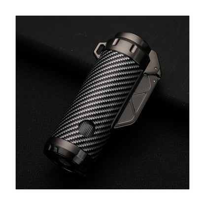 Honest Windproof Butane Lighter Jet 3 Flames Hidden Punch Tool Visible Butane Adjustable Flame Suitable for Outdoor Men Gift Camping (Butane Not Included)