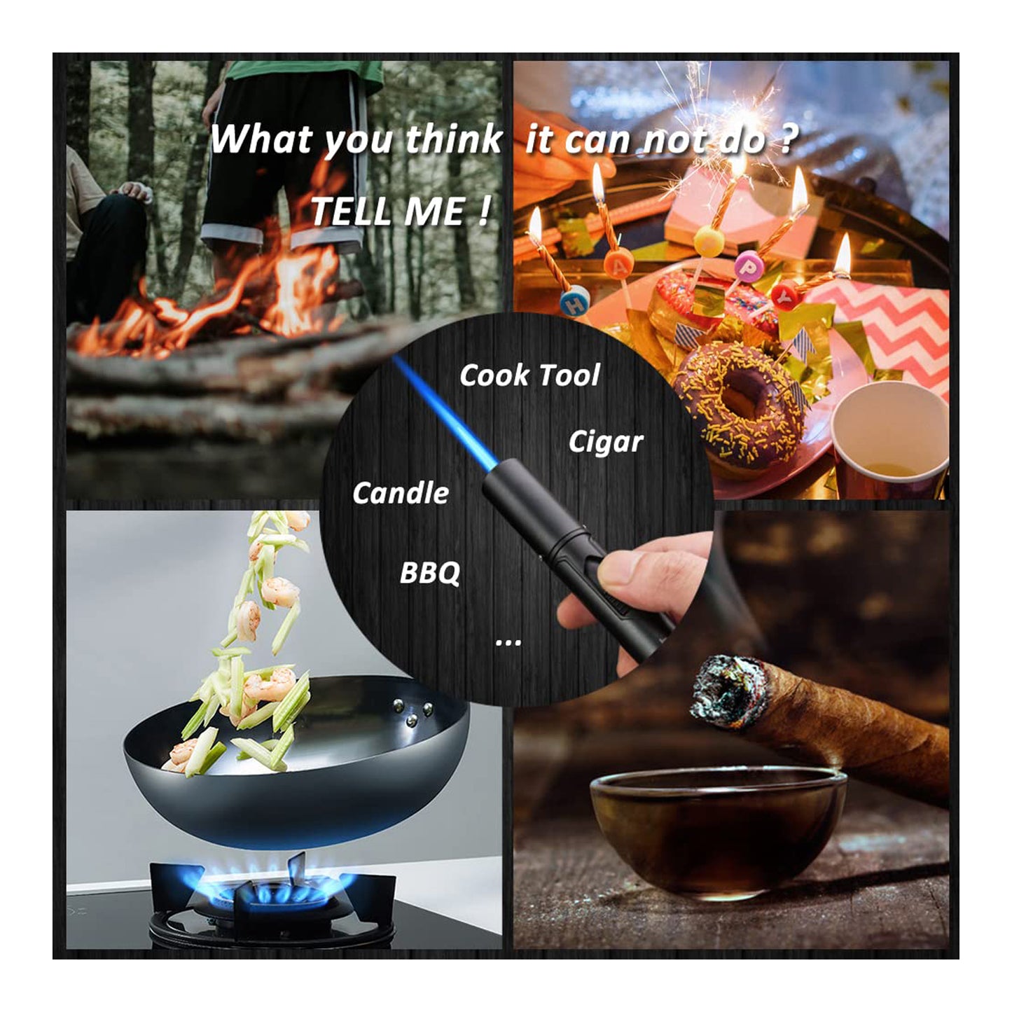 Refillable Butane Torch Lighter – Single Jet Flame Perfect for Candles, Grills, BBQ, and Camping