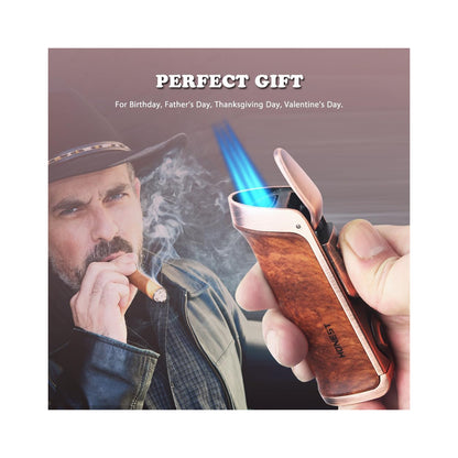 HONEST Triple Jet Torch Lighter – Refillable with Built-in Punch, Adjustable Flame Intensity, and Visible Gas Window – Great for BBQ, Kitchen, Fireplace, and Candles – Perfect Gift for Men