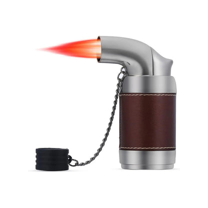 Honest Quad Torch Lighter Leather Tabletop Refillable Butane Gas Red Flame Cigar Tobacco Lighter