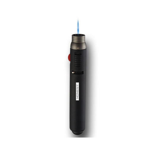 Honest Pen-Style Cigar Lighter, refillable with butane, dual flame modes, conveniently portable, ideal for cigar connoisseurs