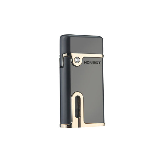 Honest Slim Torch Butane Lighter with Red Flame, Refillable Butane Cigar Lighter, Fuel Visible Window Windproof Lighter for Grill BBQ Camping (Butane NOT Included)