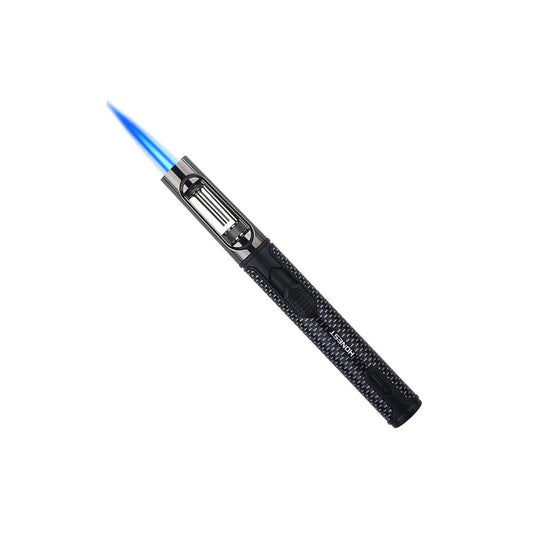 Honest Windproof Straight-in Adjustable Jet Flame Torch Lighter, Visible Gas Chamber, Pen-Style Metal Long Lighter, Portable, Recyclable, Candle Cigar Unless Outdoor Camping Barbecue Dedicated