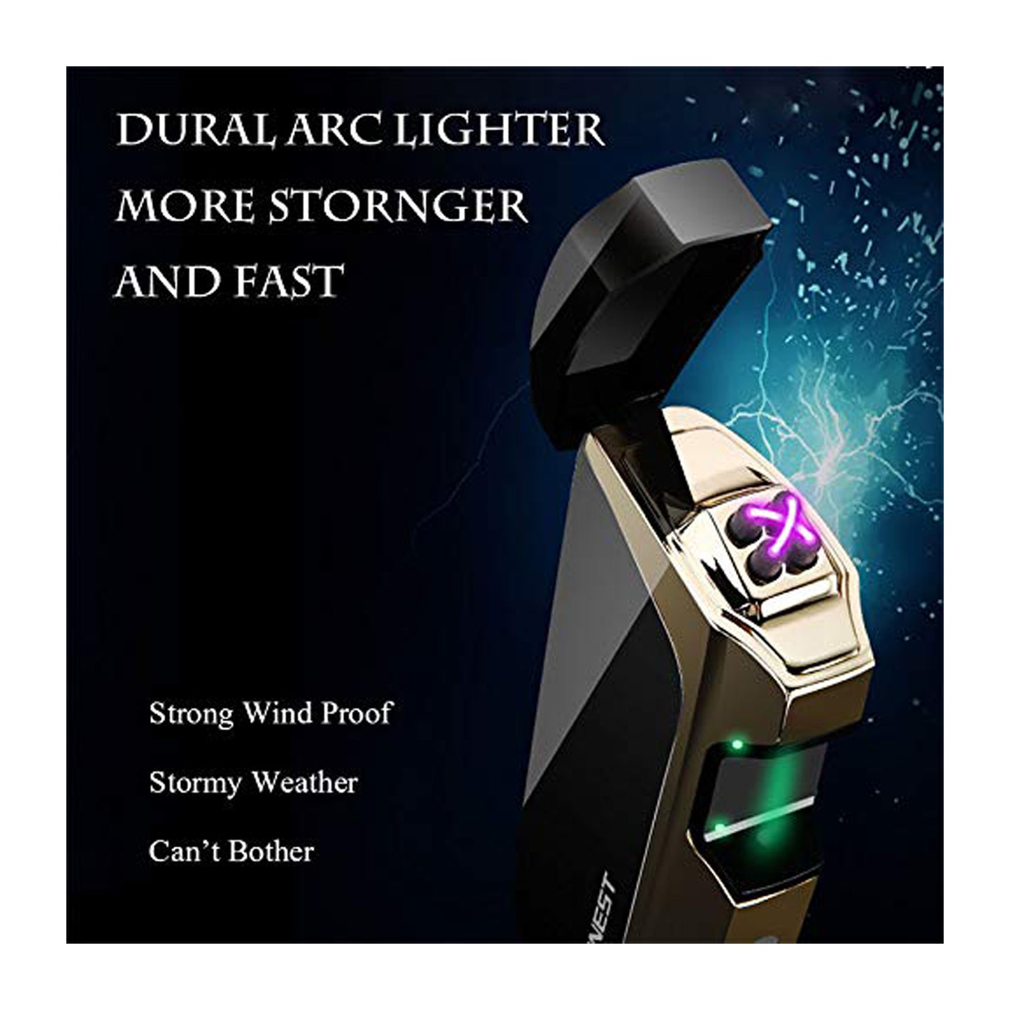 Windproof Arc Lighter – USB Rechargeable Plasma Ignition with LED Power Display, Smart Safety Protection, Sleek Metal Body, Long-Lasting Battery