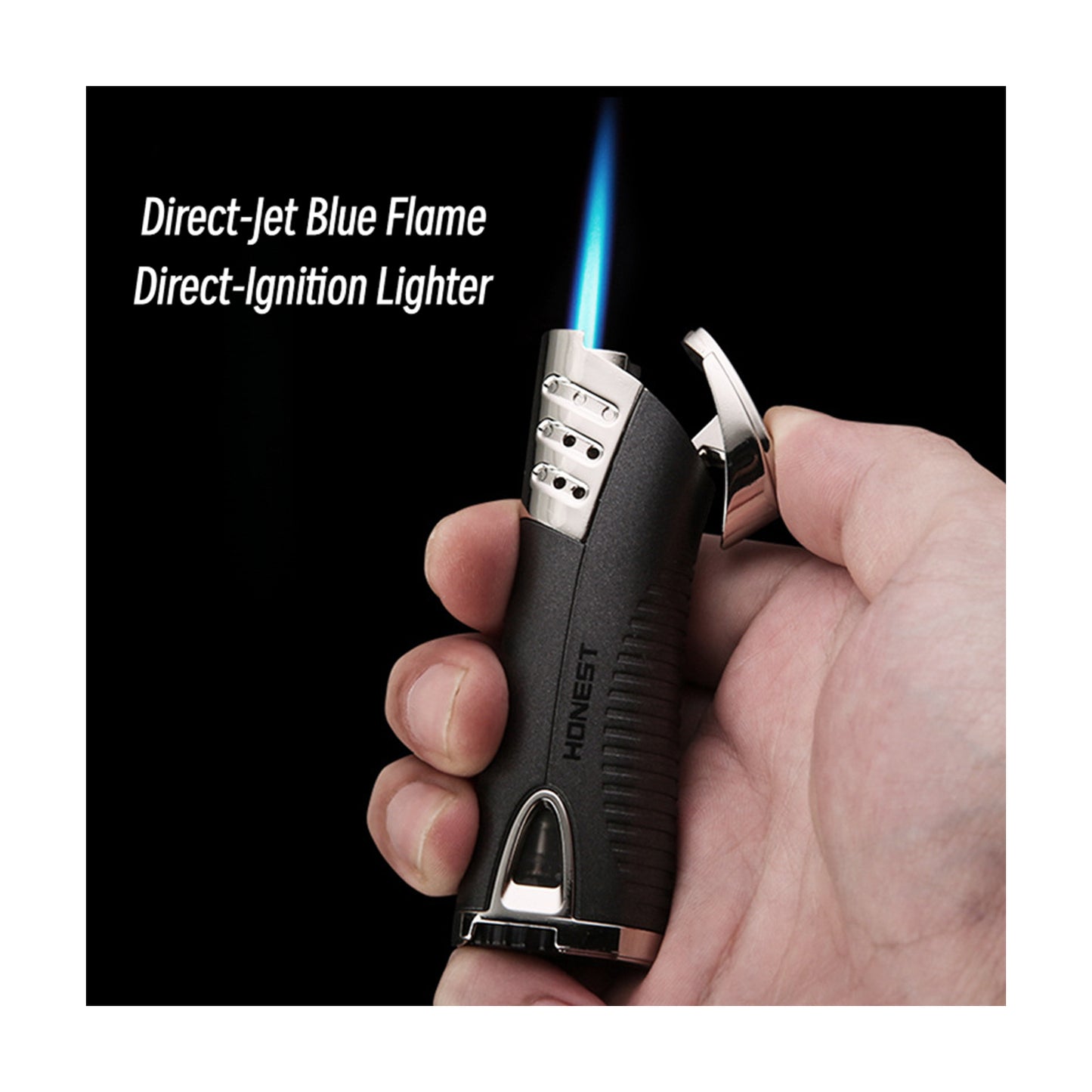 Honest Windproof Refillable Jet Flame Lighter Creative Metal Design Blue Flame Torch Lighter for Men Moxibustion Use Gift Smoking Accessories