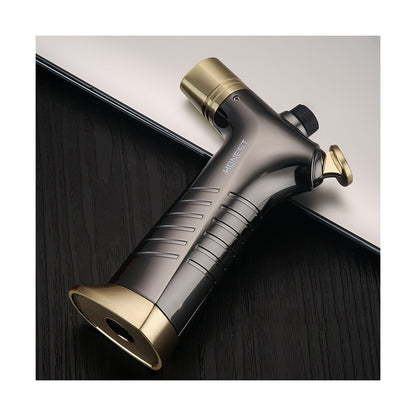 Honest Blue flame direct-into-fire lighter, metal nozzle is safe and durable, jet-type windproof double flame lighter, adjustable flame, rechargeable butane, easy to carry, gift for men