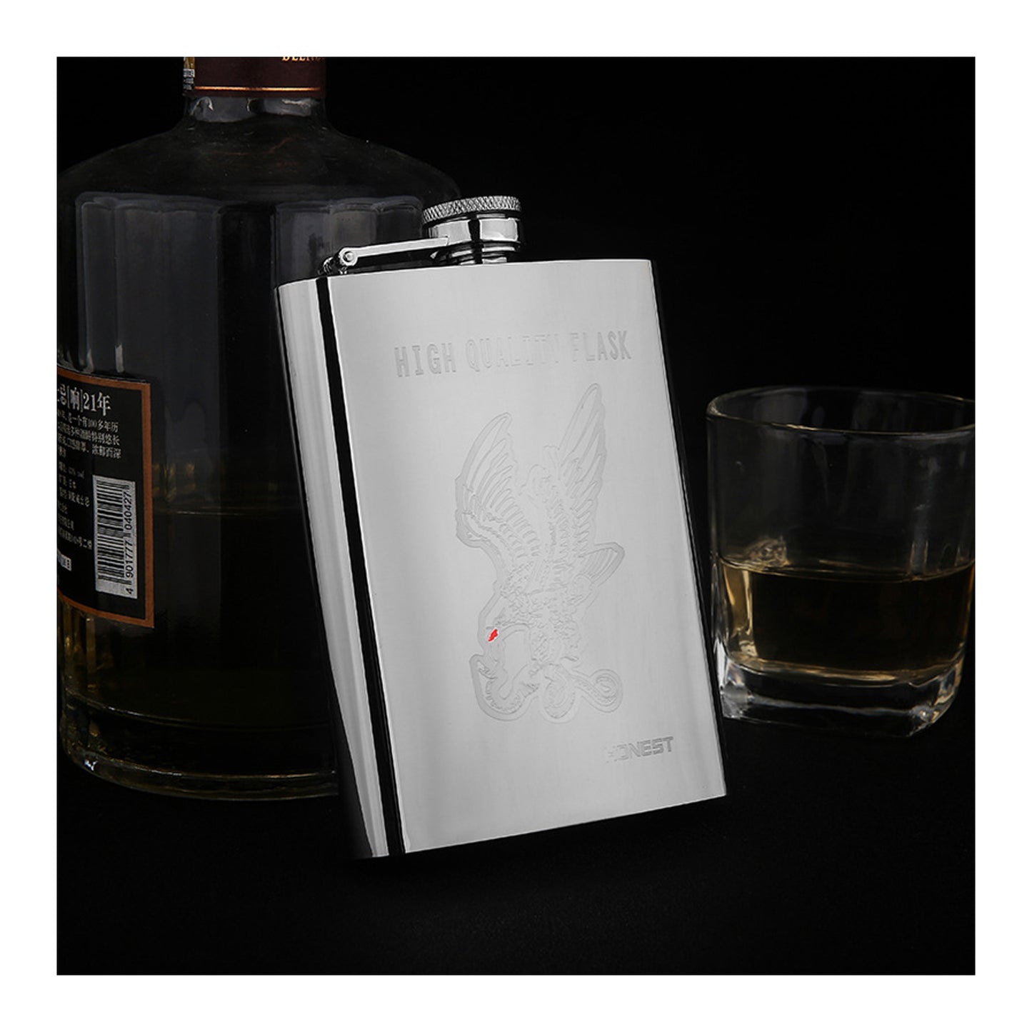 Honest Fashion High-End 6oz Stainless Steel Flask Portable Outdoor Pocket Liquor Flask Thickened 304 Stainless Steel Alcohol Flask