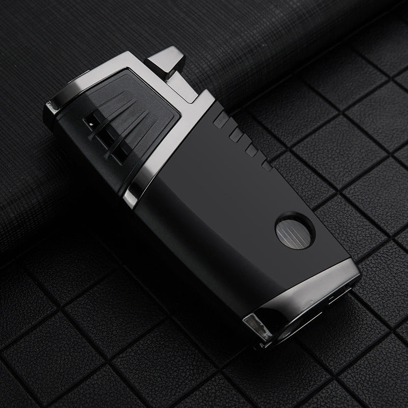 Honest Custom Multi-Function Dual Jet Blue Flame Windproof Metal Refillable Lighter with Snowflake Drill Wholesale