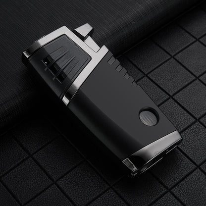 Honest Custom Multi-Function Dual Jet Blue Flame Windproof Metal Refillable Lighter with Snowflake Drill Wholesale