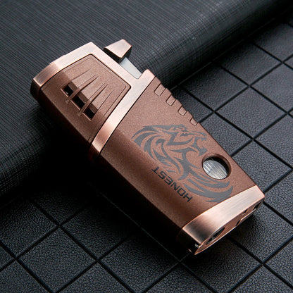 Honest Custom Multi-Function Dual Jet Blue Flame Windproof Metal Refillable Lighter with Snowflake Drill Wholesale