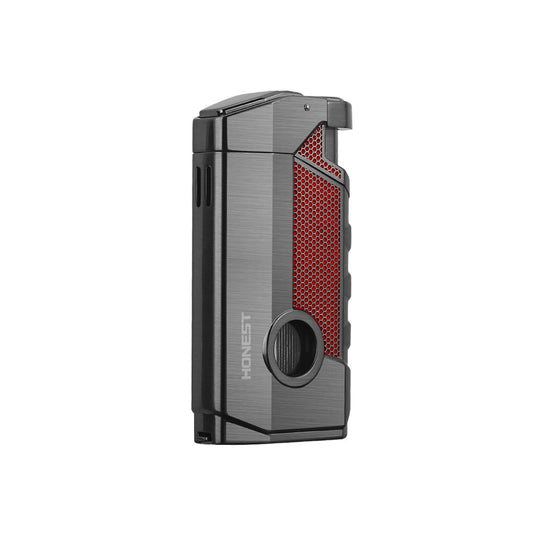 Honest Triple Jet Torch Cigar Lighter with Cigar Punch Rest Holder, Windproof Butane Lighter Refillable - Butane Not Included,Box Included