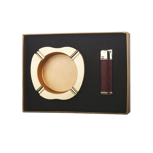 Honest Creative Jet Flame Refillable Gas Lighter with Metal Ashtray Premium Gift Set